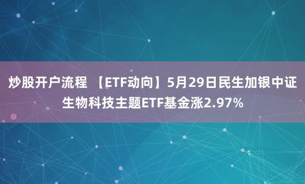 炒股开户流程 【ETF动向】5月29日民生加银中证生物科技主题ETF基金涨2.97%